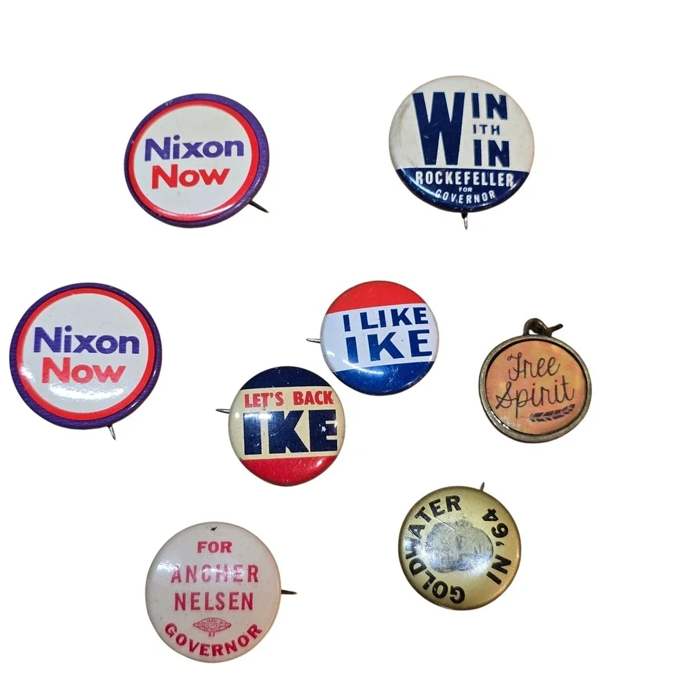 1960s Political Buttons Pins Nixon Ike‎ Rockefeller Goldwater Ancher Nelsen